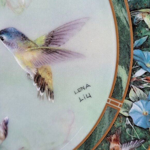 W L George Fine China "The Violet~ Crowned Hummingbird" Plate by Lena Liu 8" - Picture 3 of 10
